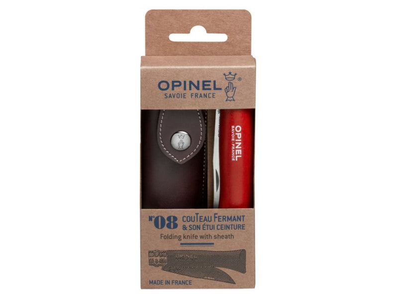 OPINEL VRI N°08 Inox Trekking 8,5 cm rukojeť červená + pouzdro + provázek