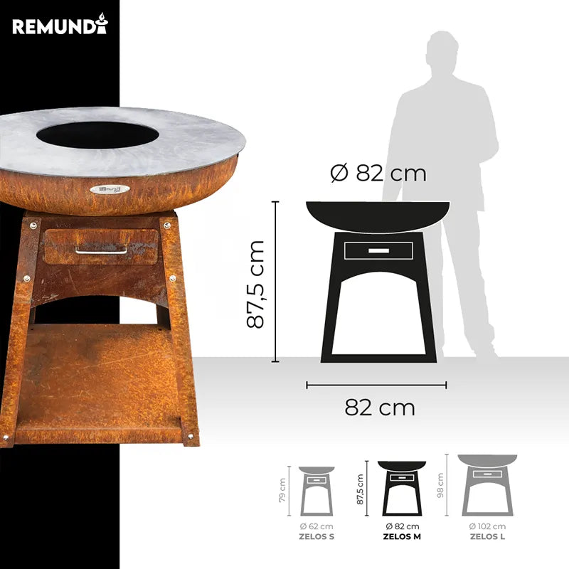 Grilovací ohniště Remundi Zelos M, rezavá patina – fotografie 8
