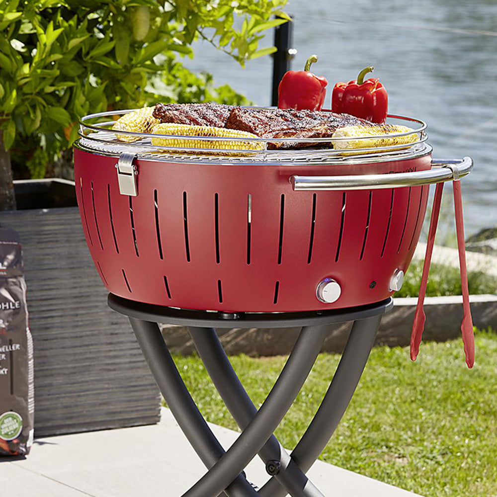 Bezkouřový gril LOTUSGRILL XXL červený se stojanem