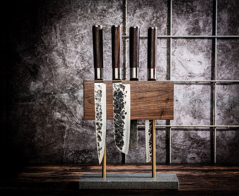 STYLE DE VIE -  Magnetický stojan na nože s kamenným podstavcem
