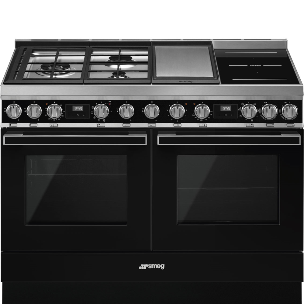 SMEG_MDA SMEG varné centrum, 120 x 60 cm, indukční varná deska, 2 trouby, objem 70/63 l