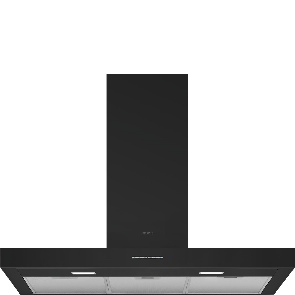 SMEG_MDA SMEG nástěnný odsavač, 90 cm, elektronická tlačítka, 3 stupně výkonu, černá KBT900NE