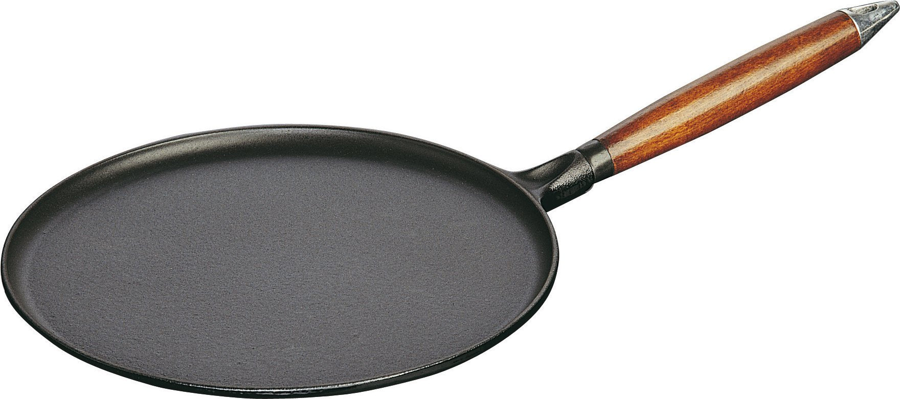 Staub Pánev na palačinky 28 cm s přísl. dřevěná rukojeť černá 1004084
