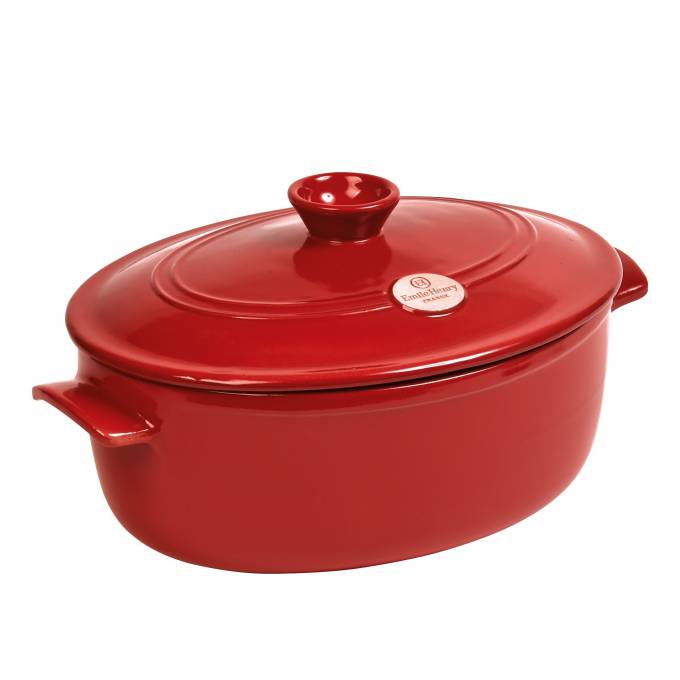 Emile Henry FLAME Hrnec oválný s poklicí 39,5 x 26,5 cm 6L granátová (4560) 344560