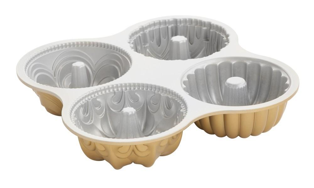 Nordic Ware Mini bábovky Premium gold plát se 4 formičkami 9 cup zlatá 91377
