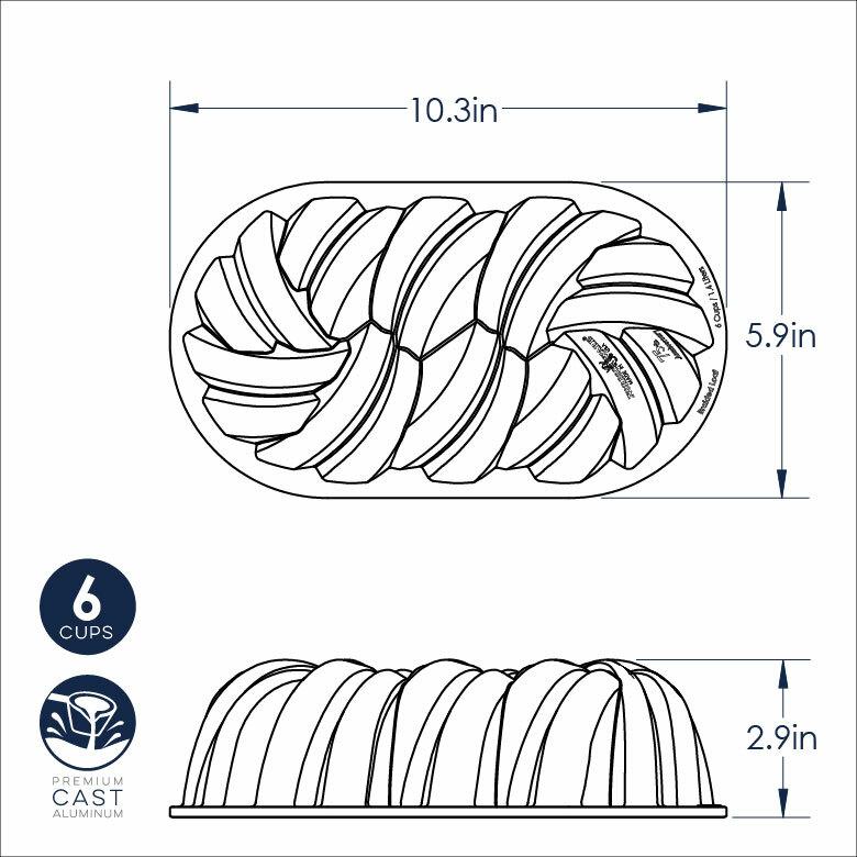 Nordic Ware Forma na chlebíček 75 let  propletená 6 cup zlatá 96077