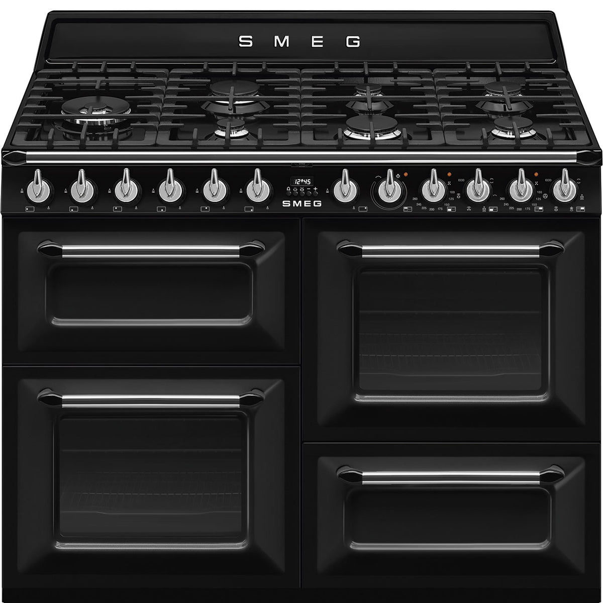 SMEG_MDA Victora kombinovaný sporák TR4110 s plyn. deskou a horkovzdušnou troubou, 110cm, černá TR4110BL1