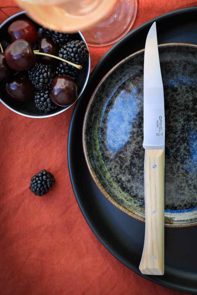 Opinel Facette, stolní nůž, jasan, hladká čepel, 4ks 002496