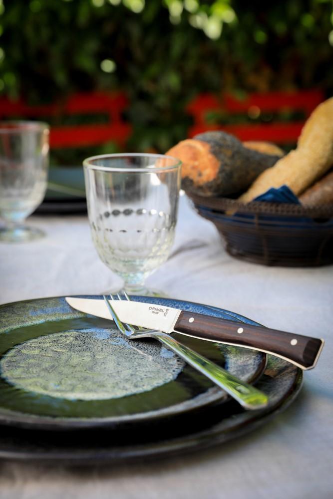 Opinel Facette, stolní nůž, tmavý jasan, hladká čepel, 4ks 002497