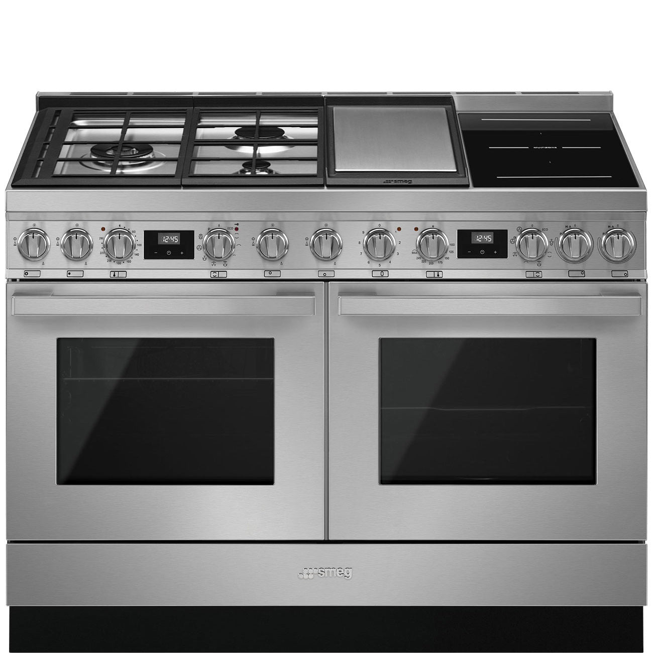 SMEG_MDA SMEG varné centrum, 120 x 60 cm, indukční varná deska, 2 trouby, objem 70/63 l