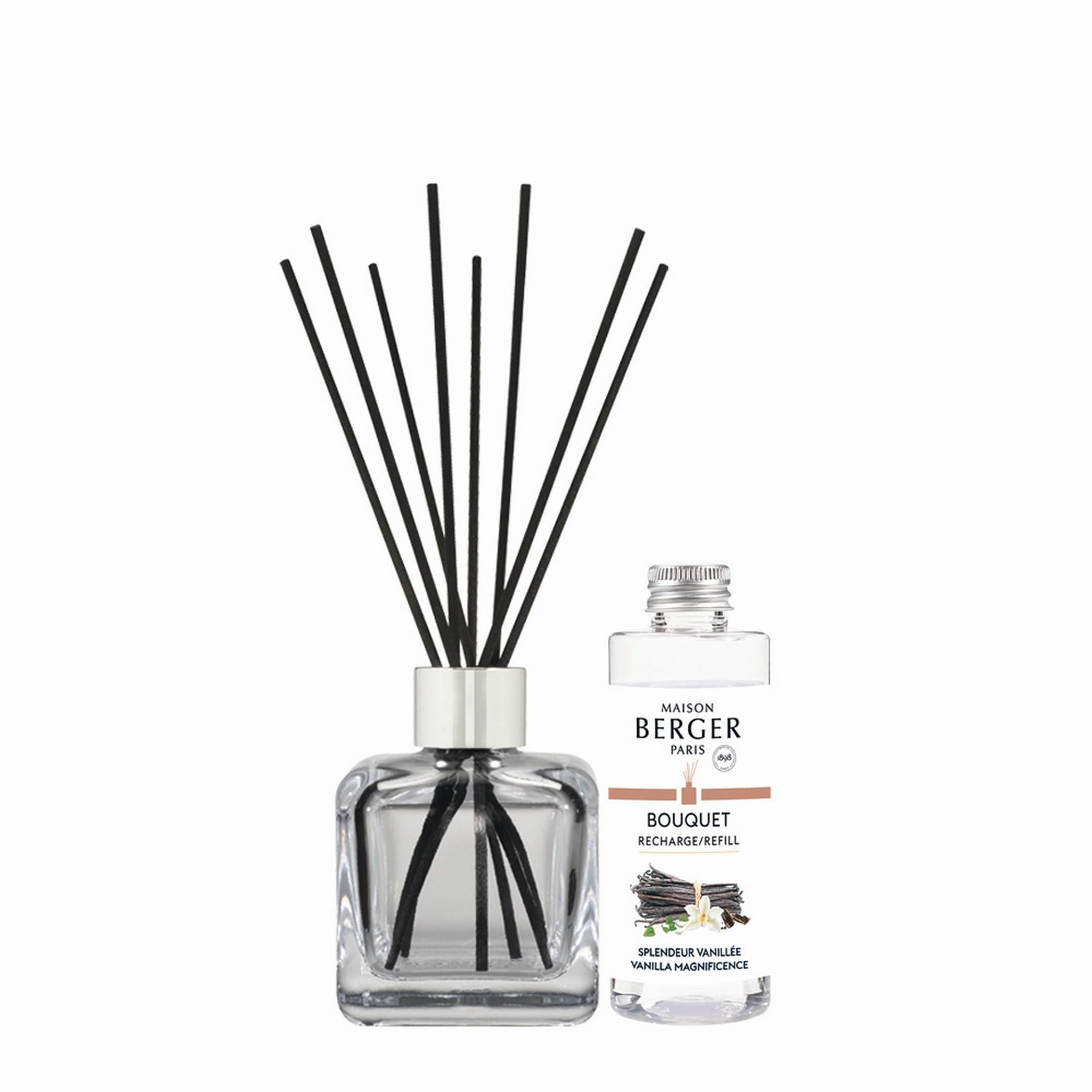 Maison Berger Paris Vanilla magnificence/Velkolepá vanilka difuzér prázdný s náplní a tyčinkami kostka 0,1l 7728