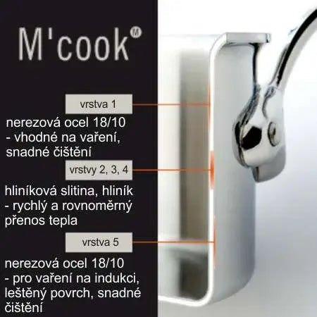 Mauviel M'cook hrnec vysoký s poklicí sklo 24 cm úchyt nerez 523275