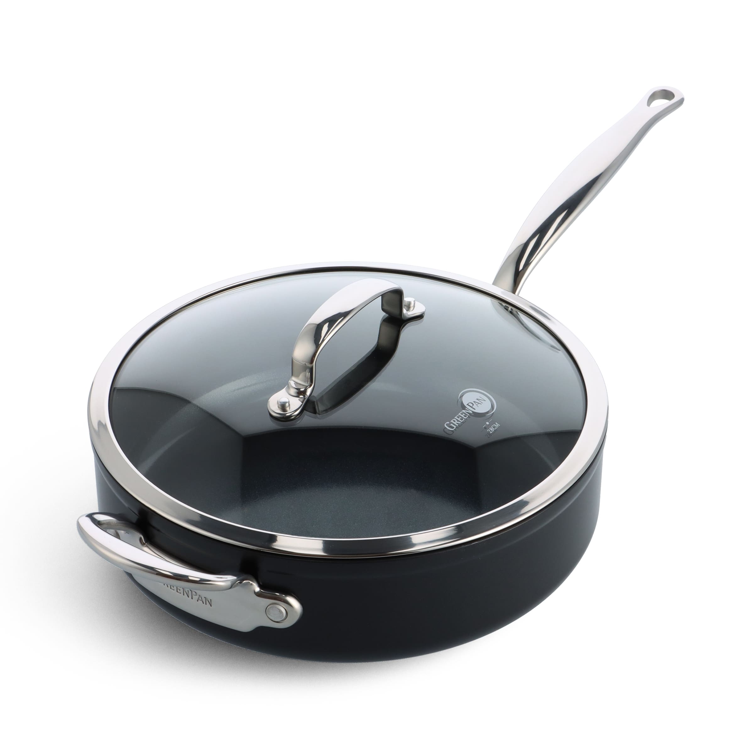 GreenPan BARCELONA PRO pánev 28 cm s poklicí a pomocnou rukojetí, černá CC005328-001