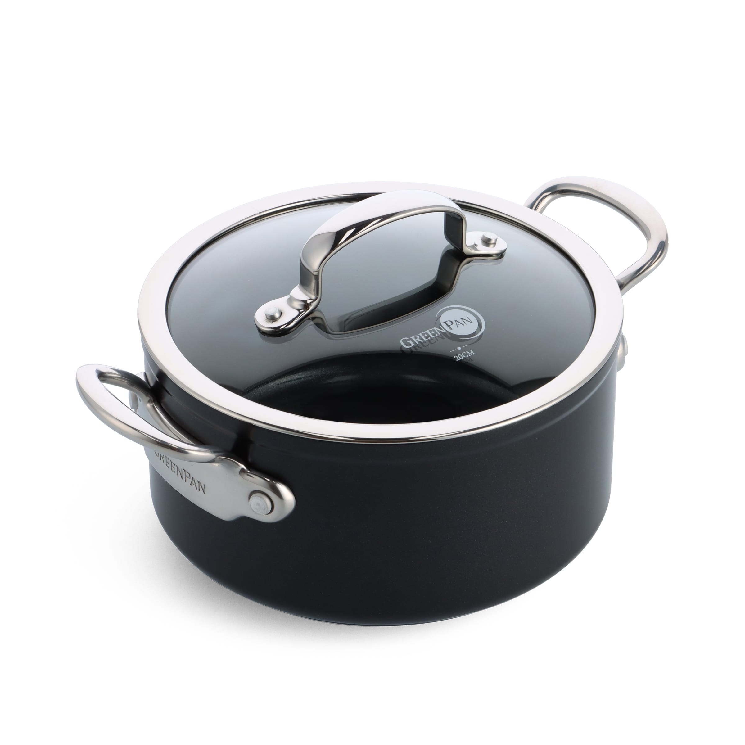GreenPan BARCELONA PRO kastrol 20 cm s poklicí, černá CC005333-001