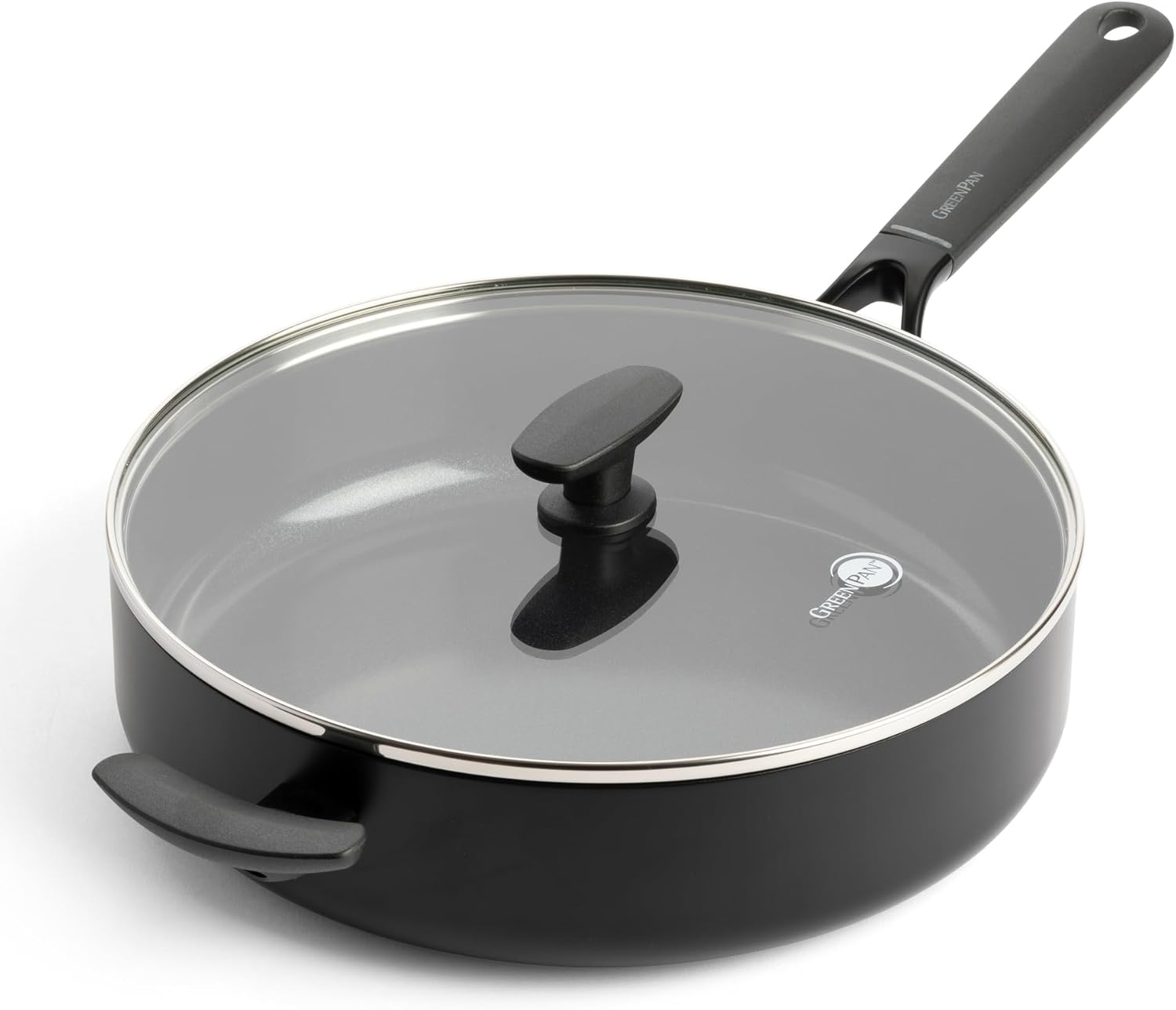 GreenPan SMART soté pánev 28 cm s poklicí a pomocnou rukojetí, černá CC005193-001