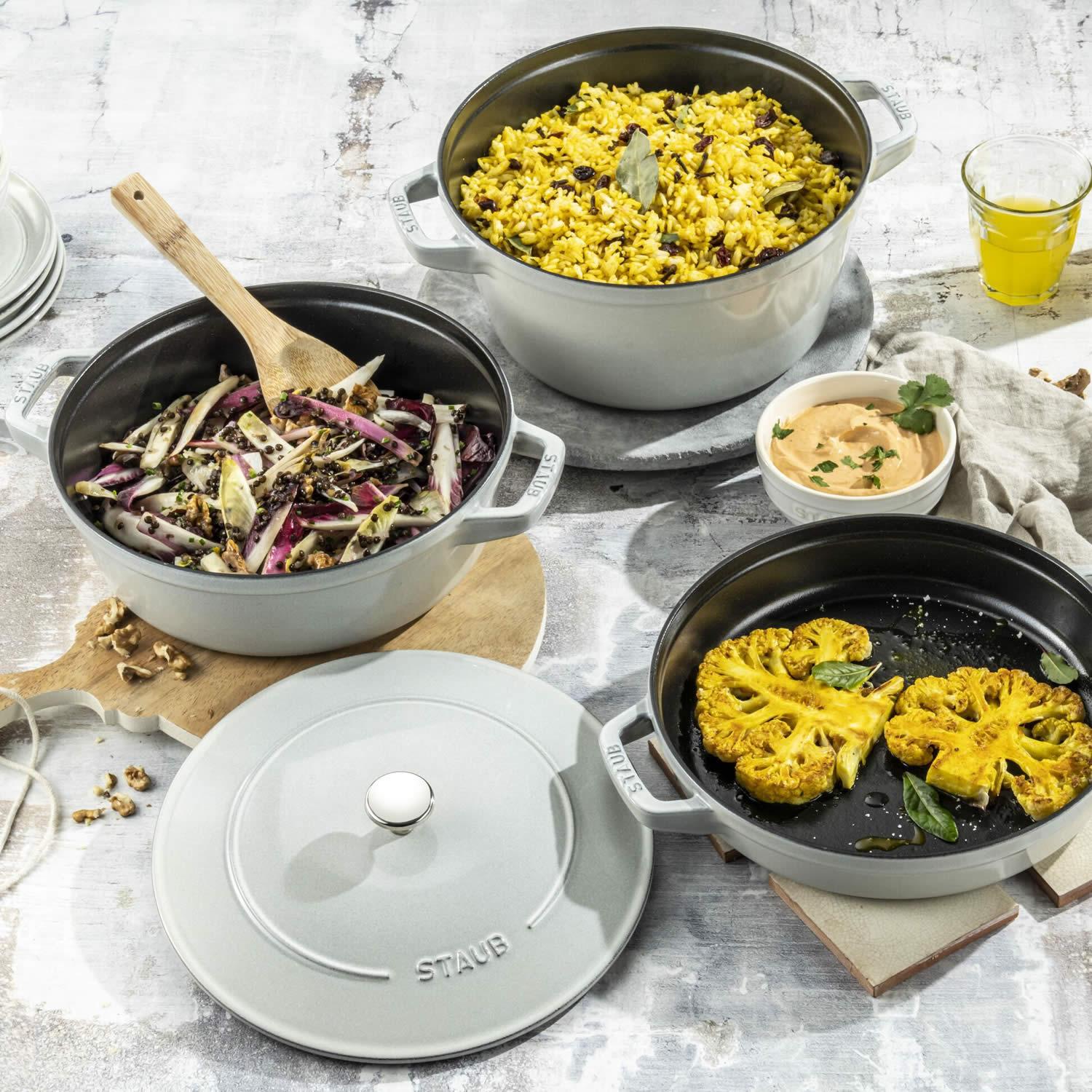 Staub Cocotte set hrnců 3  ks + poklice, 24 cm, bílý lanýž  1010892