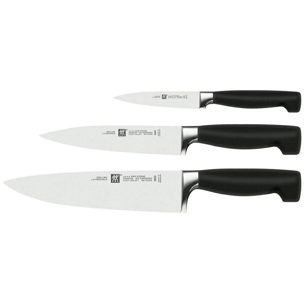Zwilling FOUR STAR, blok s noži, 3 nože, 1 multiúčelové nůžky, 5 ks, dřevo, černá 1029531