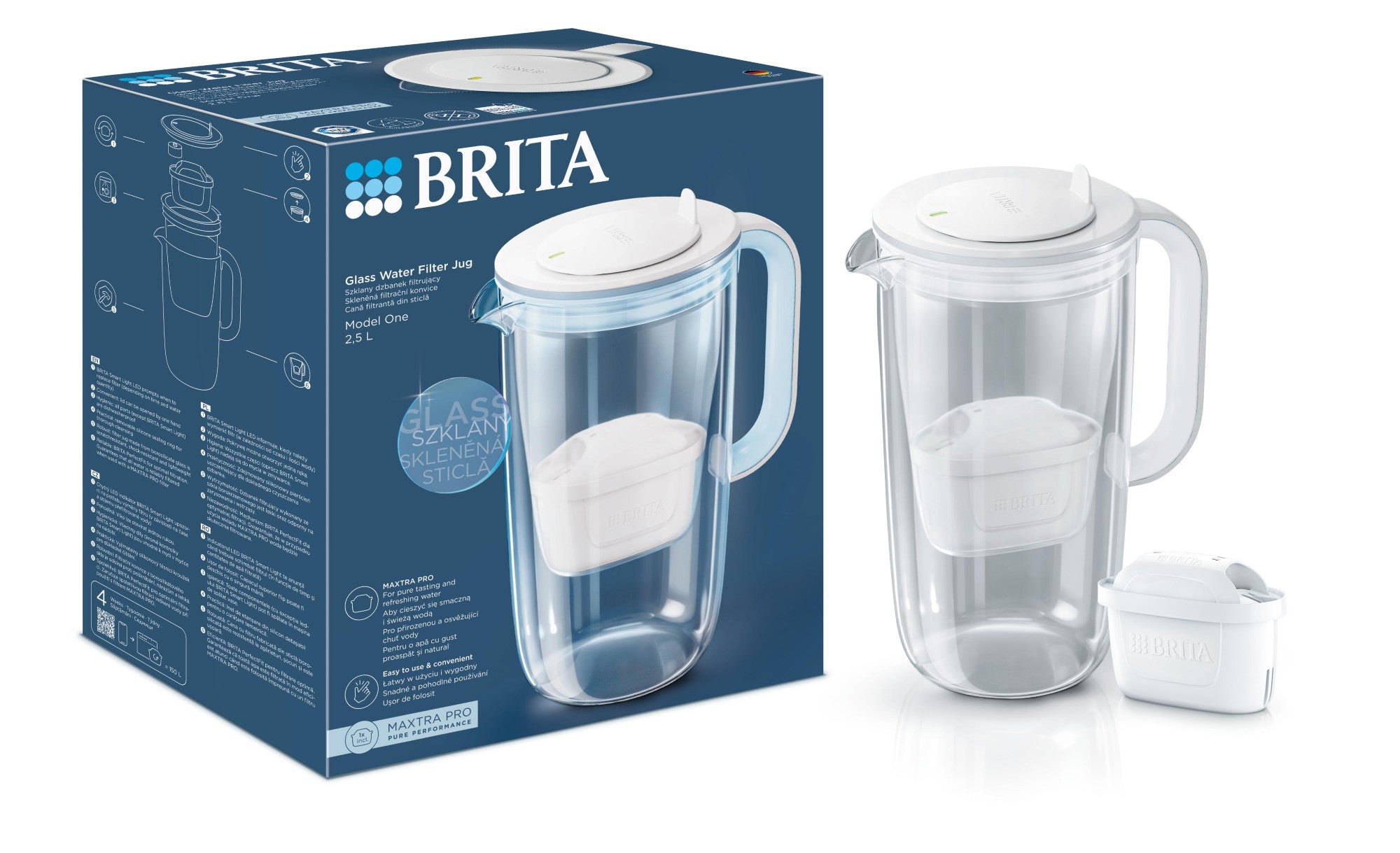 Brita Skleněná konvice 2,5l  sv. modrá NEW 2024 1050452