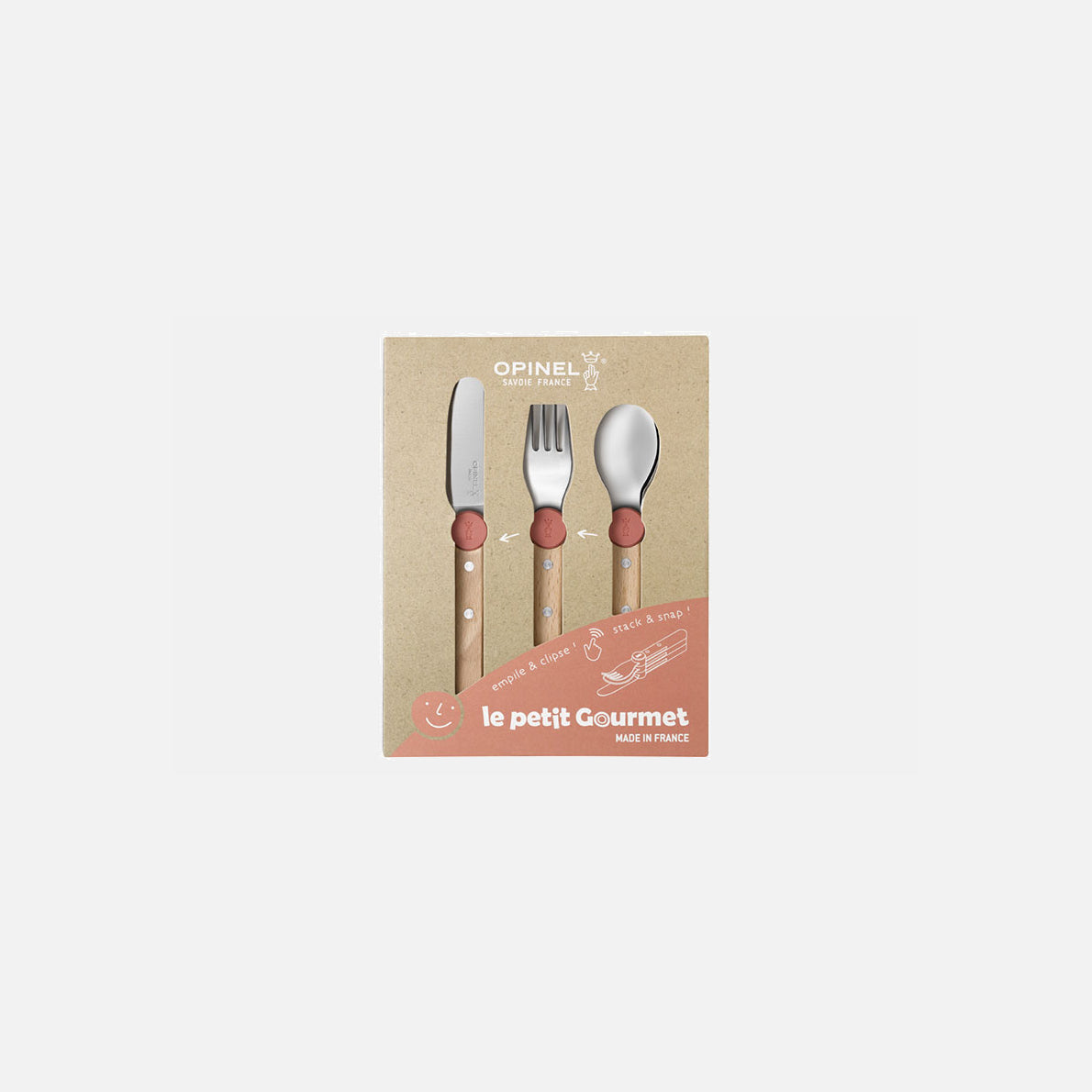 Opinel Le Petit Gourmet set dětských příborů korálová 003256
