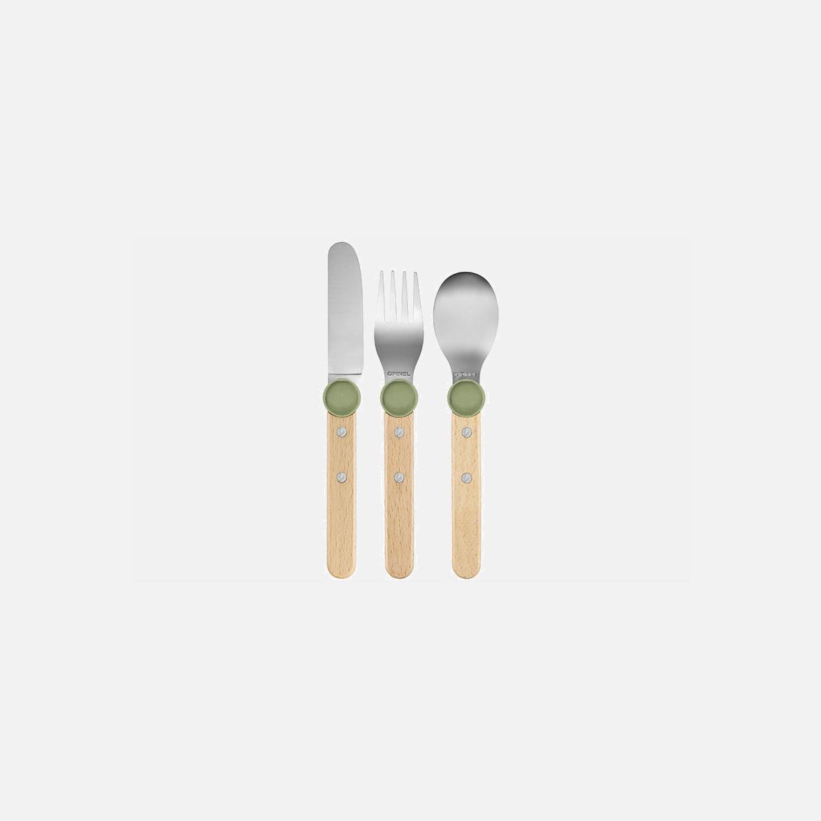 Opinel Le Petit Gourmet set dětských příborů olivově zelená 003258