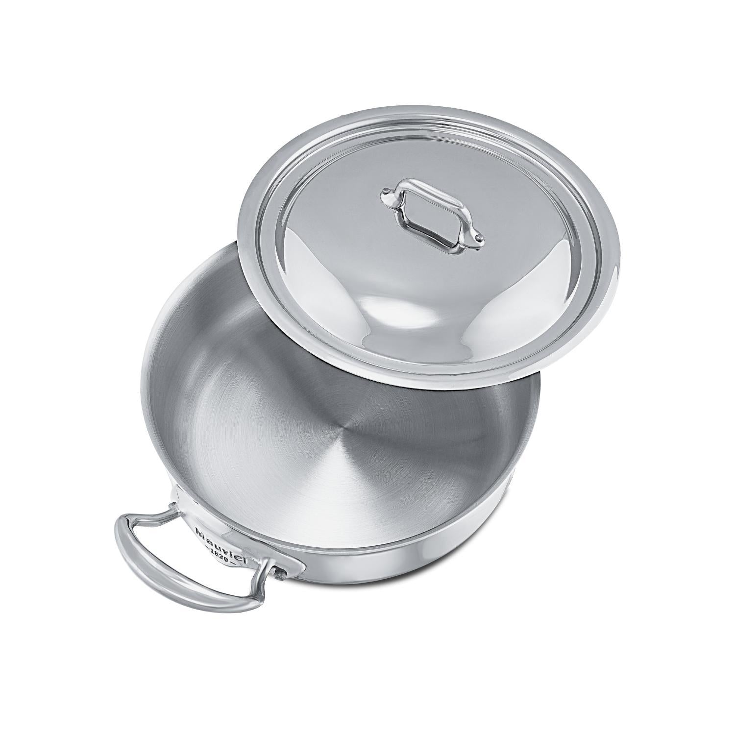 Mauviel M'cook hrnec nízký s poklicí 24 cm úchyt nerez  523025