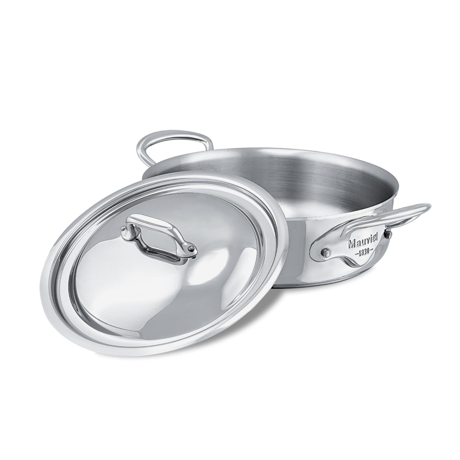 Mauviel M'cook hrnec nízký s poklicí 24 cm úchyt nerez  523025