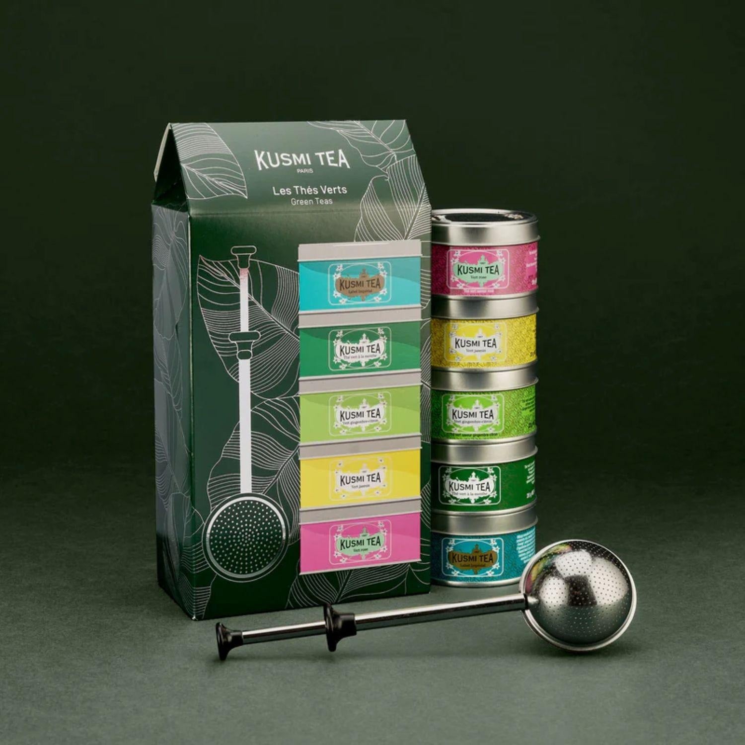 Kusmi Tea Organic Green Teas set 5 miniatur s infuzérem 100g 21333A1151