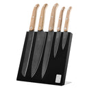 LAGUIOLE Innovation - sada nožů, rukojeť dubová, povrchová úprava čepele stonewash a magnetický stojan na nože