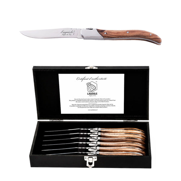 LAGUIOLE Luxury - steakové nože 6 ks, rukojeť olivové dřevo