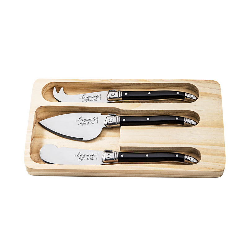 LAGUIOLE Premium - nože na sýr 3 ks, rukojeť černá