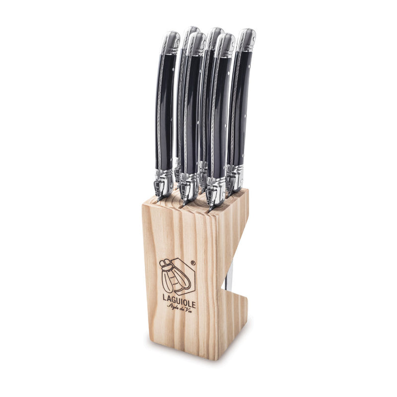 LAGUIOLE Premium - steakové nože 6 ks, rukojeť černá